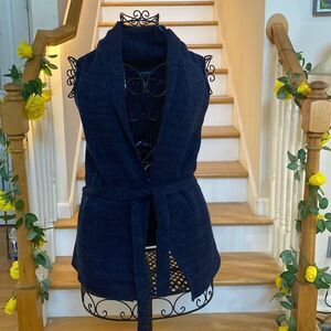 ✨ 100% Merino Wool Banana Republic Rib Shawl Belted Vest XS✨